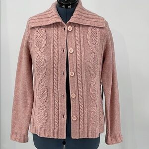 ALEXANDRA BARTLETT SIZE L Pink Cable Knit Women's Sweater